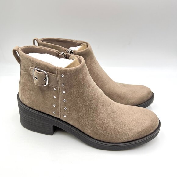 Bzees Womens Size 8.5 Other Half Light Brown Microsuede Ankle Boot Booties Shoes - Picture 1 of 13